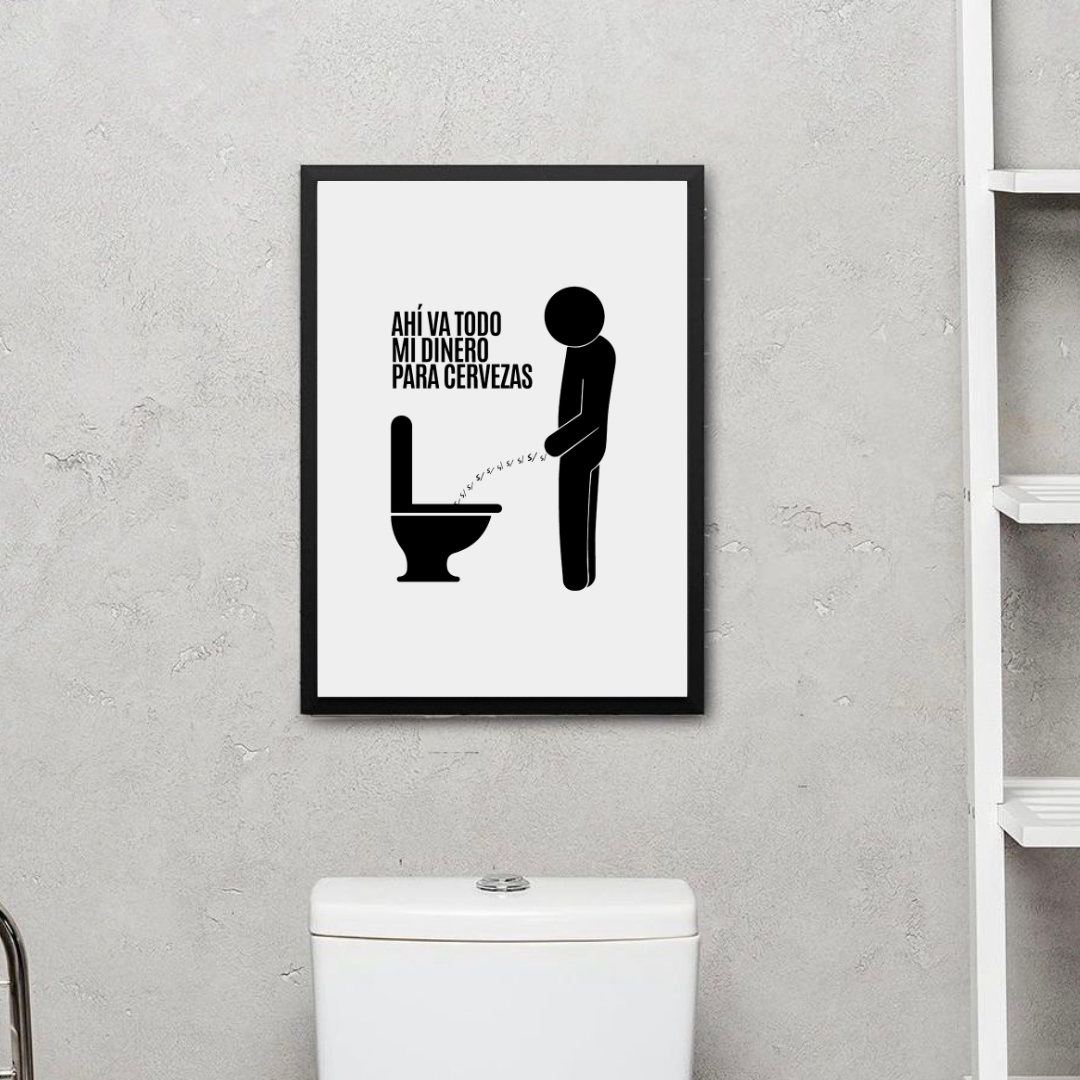 Cuadro de Baño Ahí va todo mi dinero para cervezas