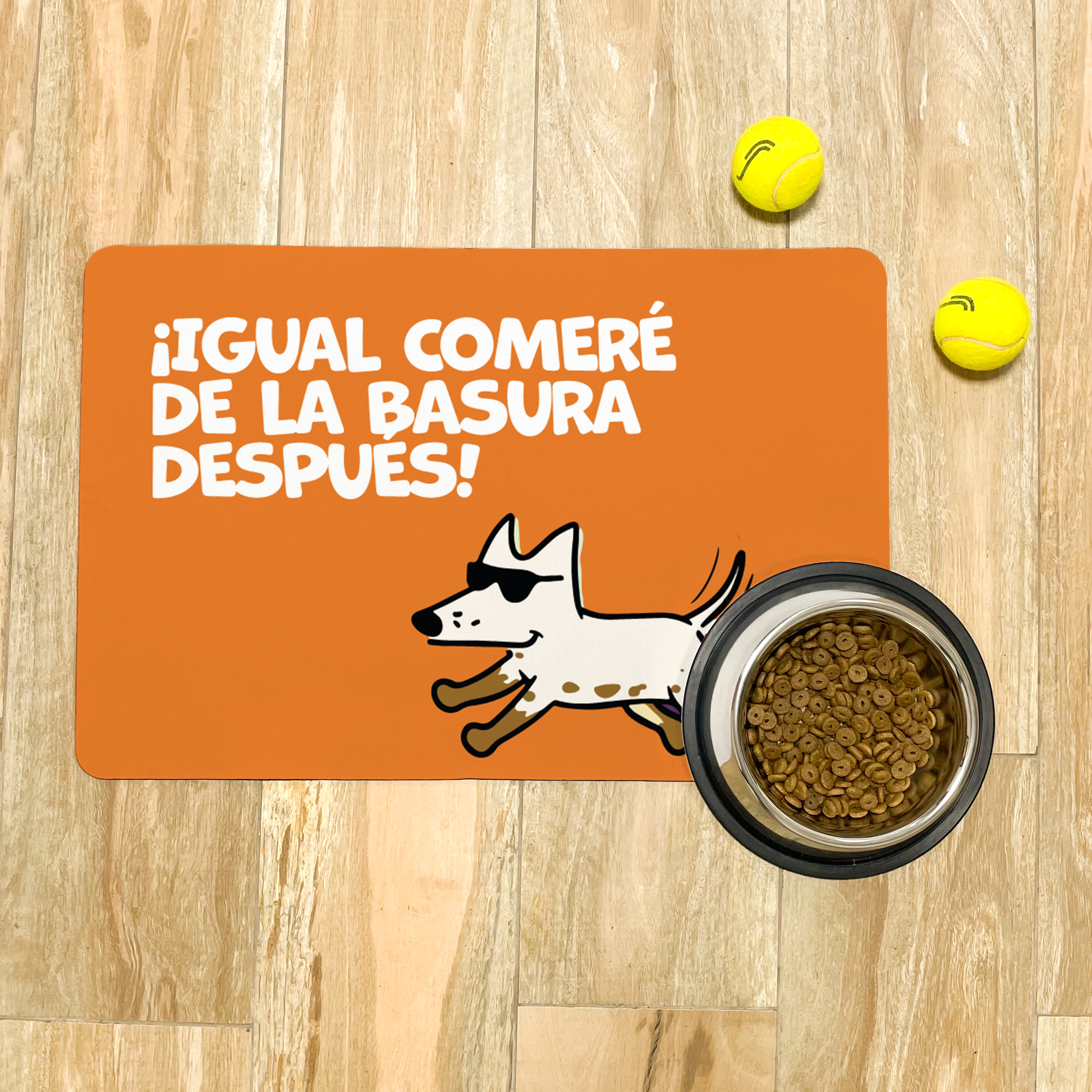 Tapete de Comida Mascotas ¡Igual comeré de la basura después!