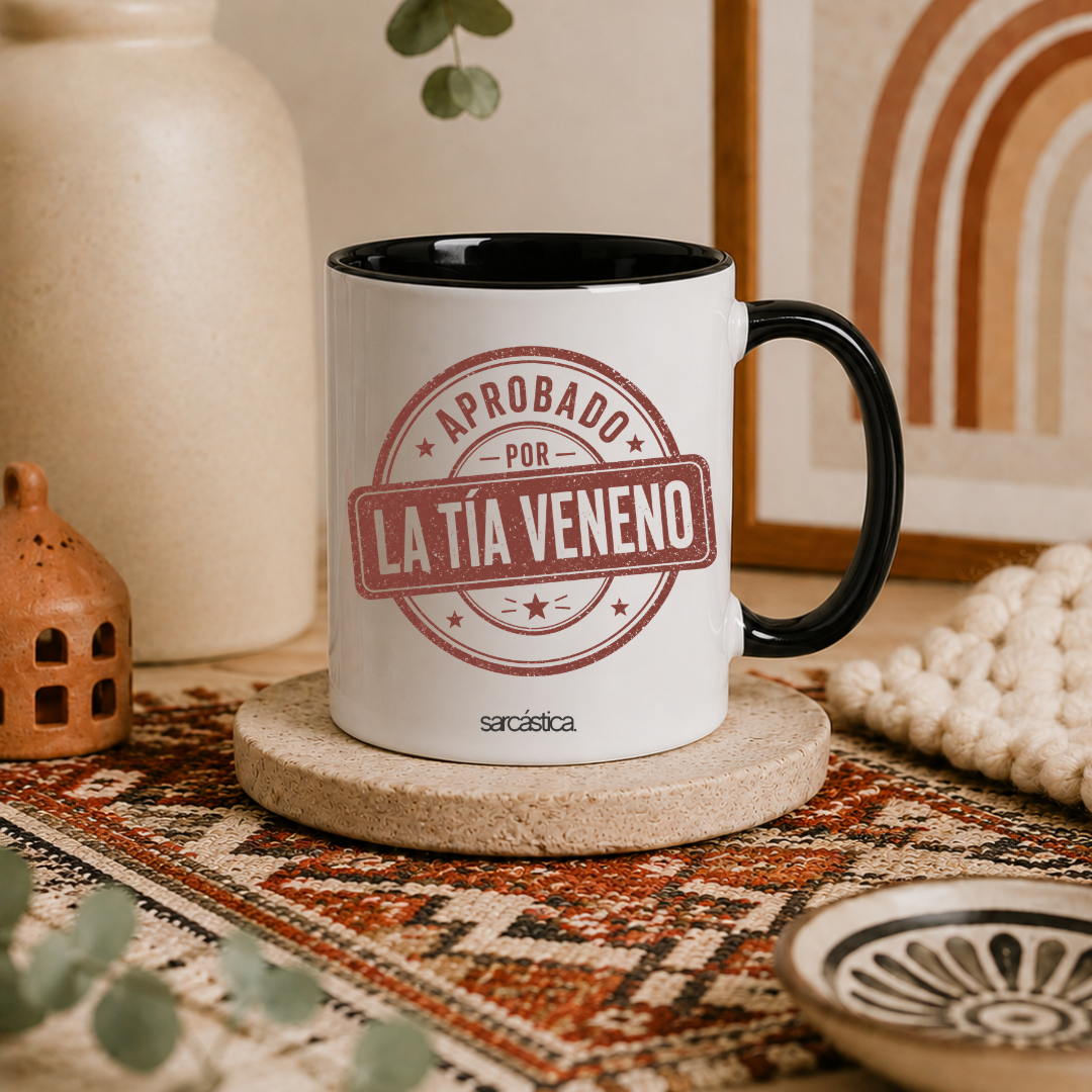 Taza de Cerámica Aprobado(a) por la Tía Veneno