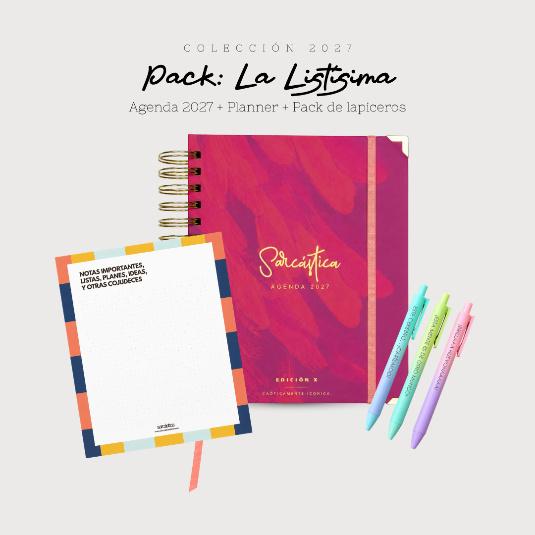 Pack Agenda: La Listísima (Agenda Sarcástica 2027 + Planner + Lapiceros) (PREVENTA)