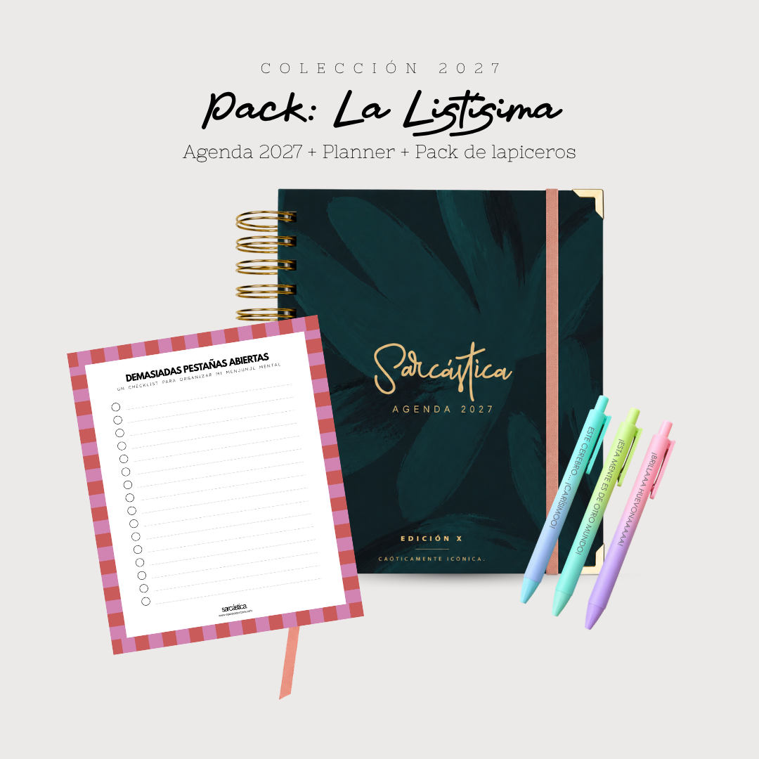 Pack Agenda: La Listísima (Agenda Sarcástica 2027 + Planner + Lapiceros) (PREVENTA)