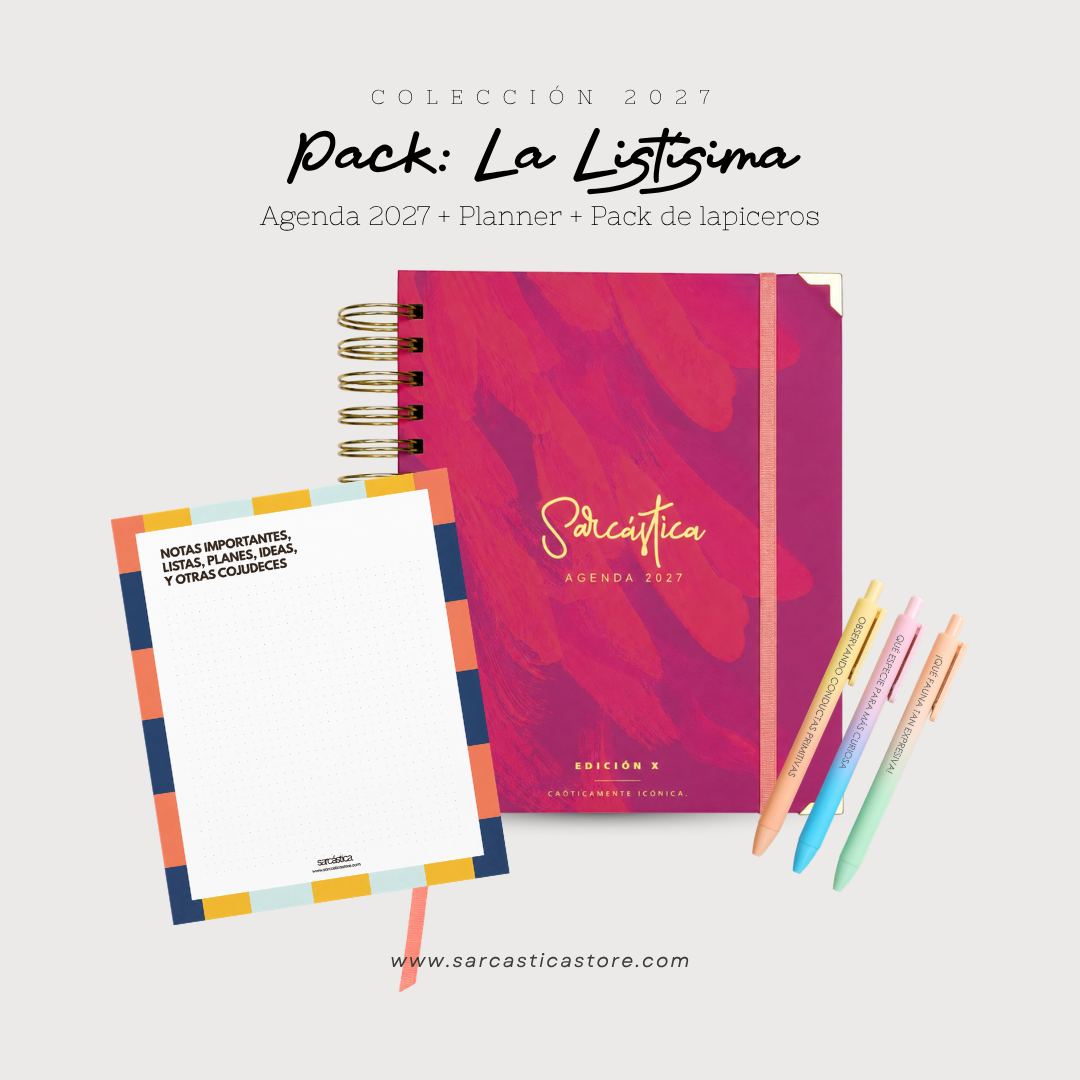 Pack Agenda: La Listísima (Agenda Sarcástica 2027 + Planner + Lapiceros) (PREVENTA)