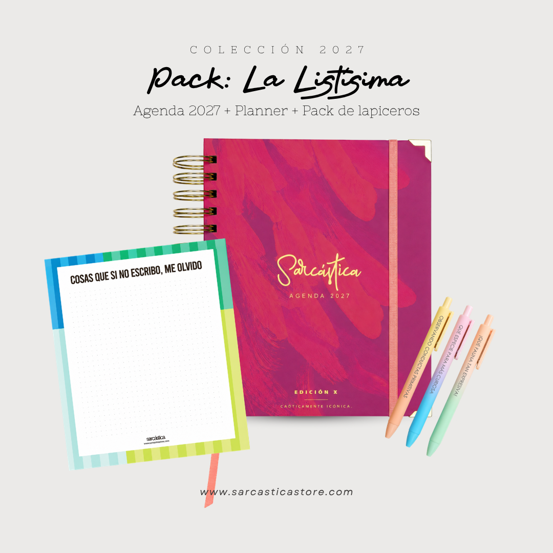 Pack Agenda: La Listísima (Agenda Sarcástica 2027 + Planner + Lapiceros) (PREVENTA)