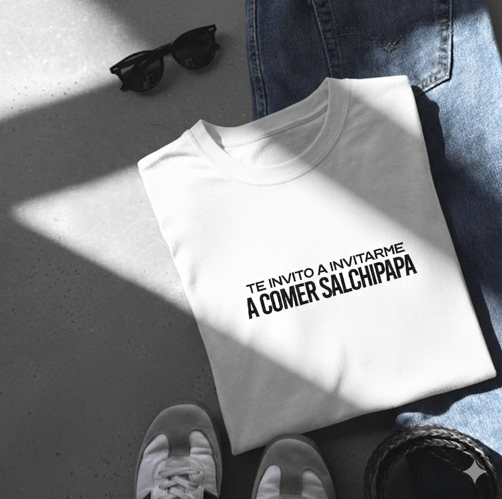 Polo Hombre Te invito a invitarme a comer salchipapa