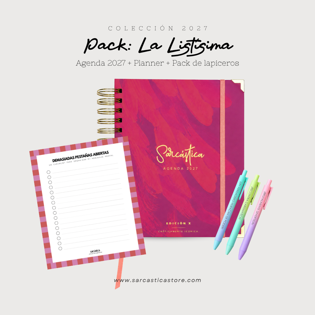 Pack Agenda: La Listísima (Agenda Sarcástica 2027 + Planner + Lapiceros) (PREVENTA)