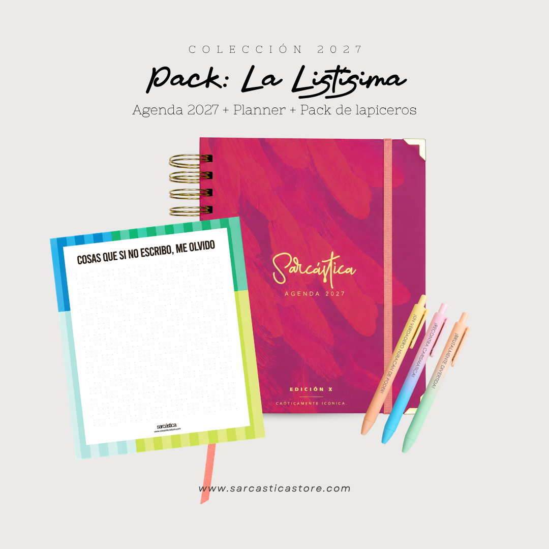 Pack Agenda: La Listísima (Agenda Sarcástica 2027 + Planner + Lapiceros) (PREVENTA)