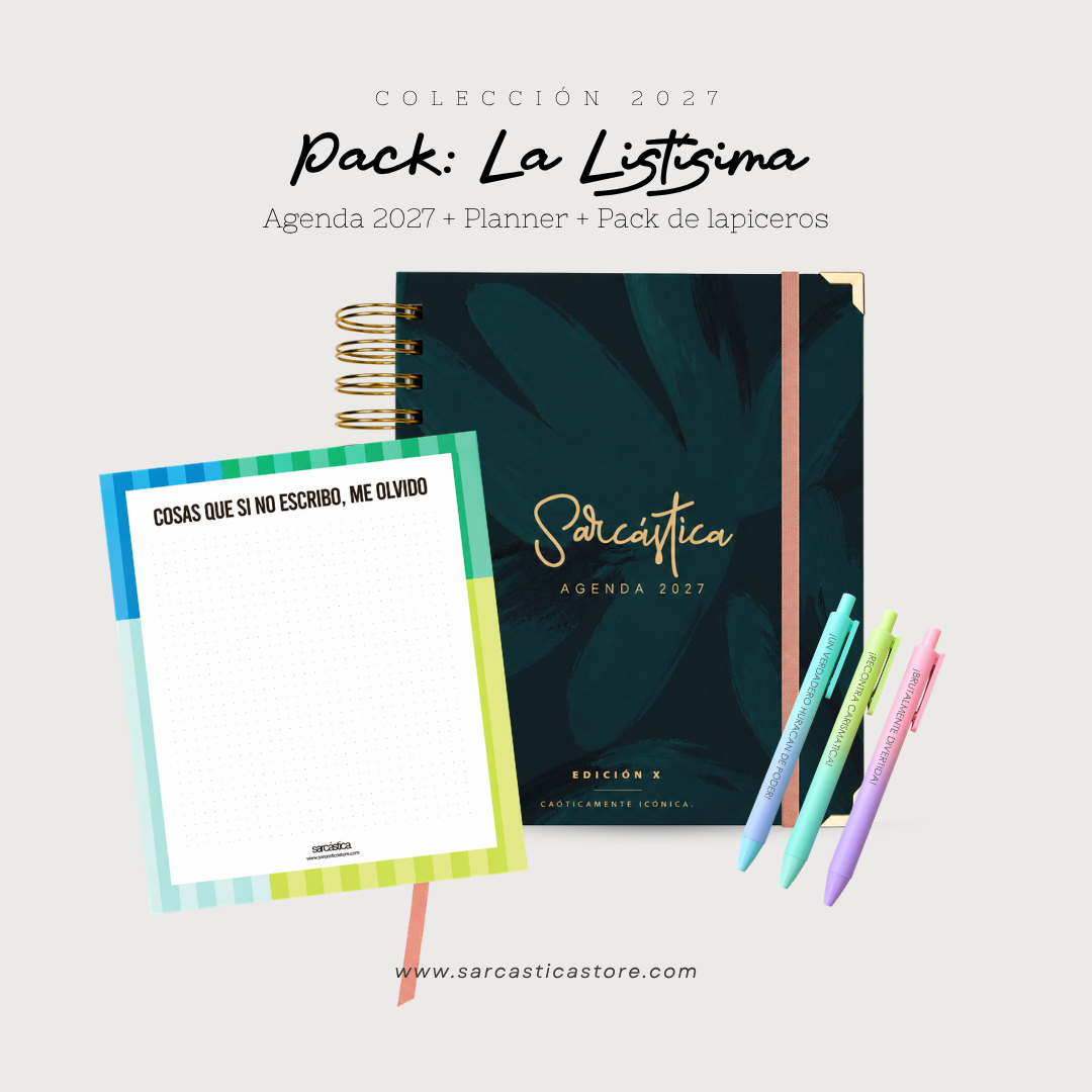 Pack Agenda: La Listísima (Agenda Sarcástica 2027 + Planner + Lapiceros) (PREVENTA)