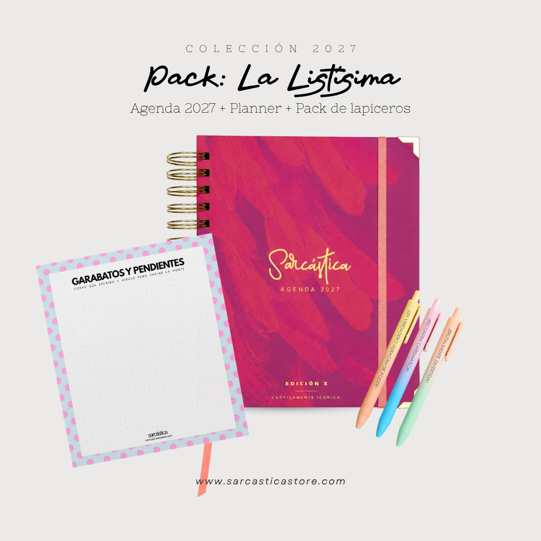 Pack Agenda: La Listísima (Agenda Sarcástica 2027 + Planner + Lapiceros) (PREVENTA)