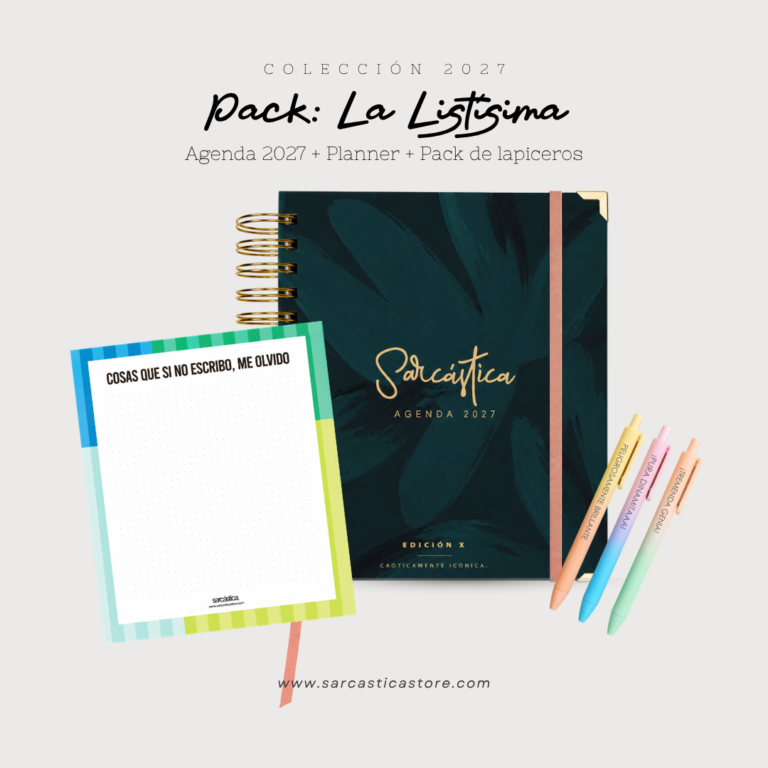 Pack Agenda: La Listísima (Agenda Sarcástica 2027 + Planner + Lapiceros) (PREVENTA)