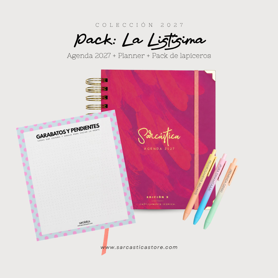 Pack Agenda: La Listísima (Agenda Sarcástica 2027 + Planner + Lapiceros) (PREVENTA)