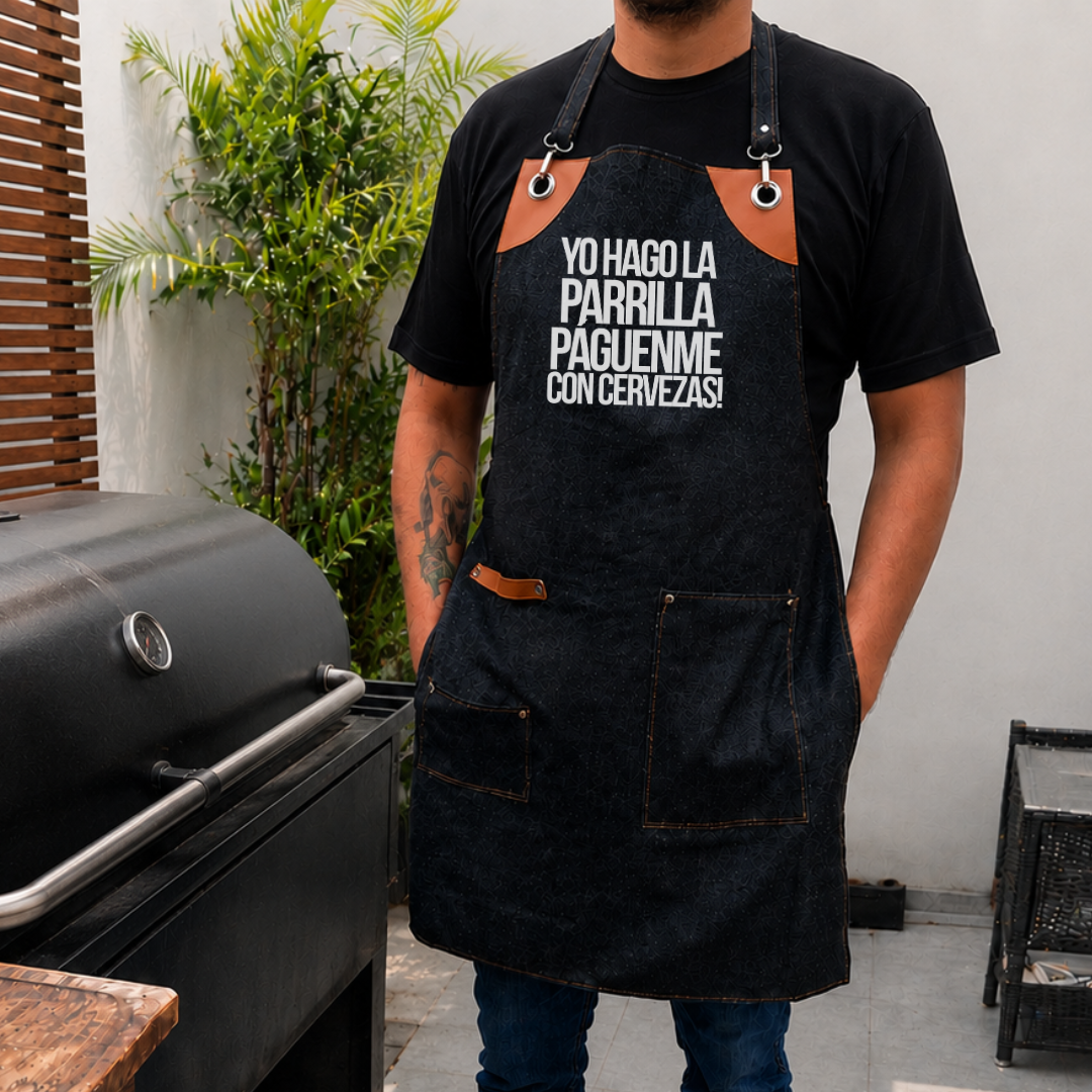 Mandil Edición Papá - Yo hago la parrilla páguenme con cervezas!