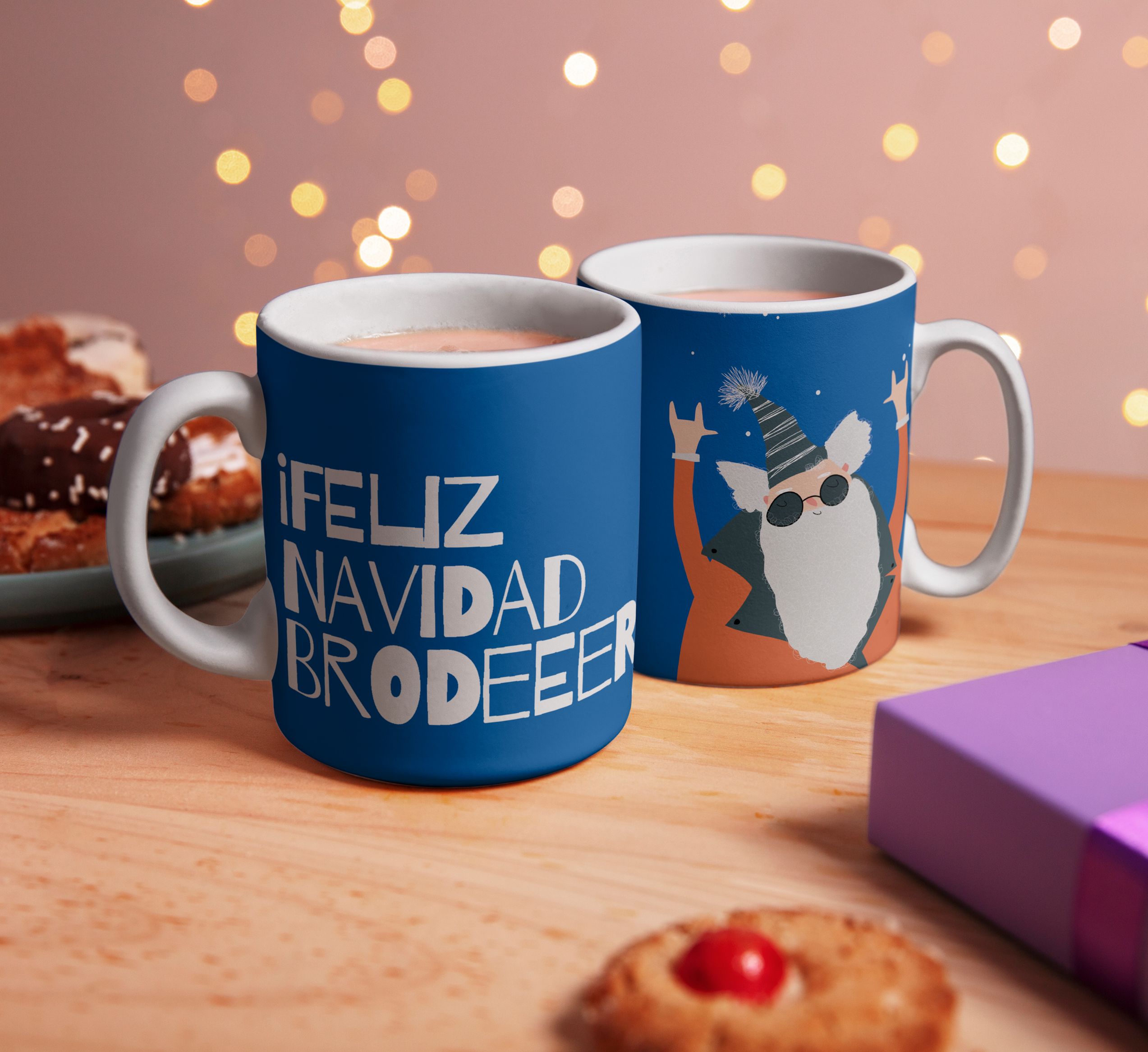 Taza Navideña - Feliz Navidad Brodeeer! AZUL