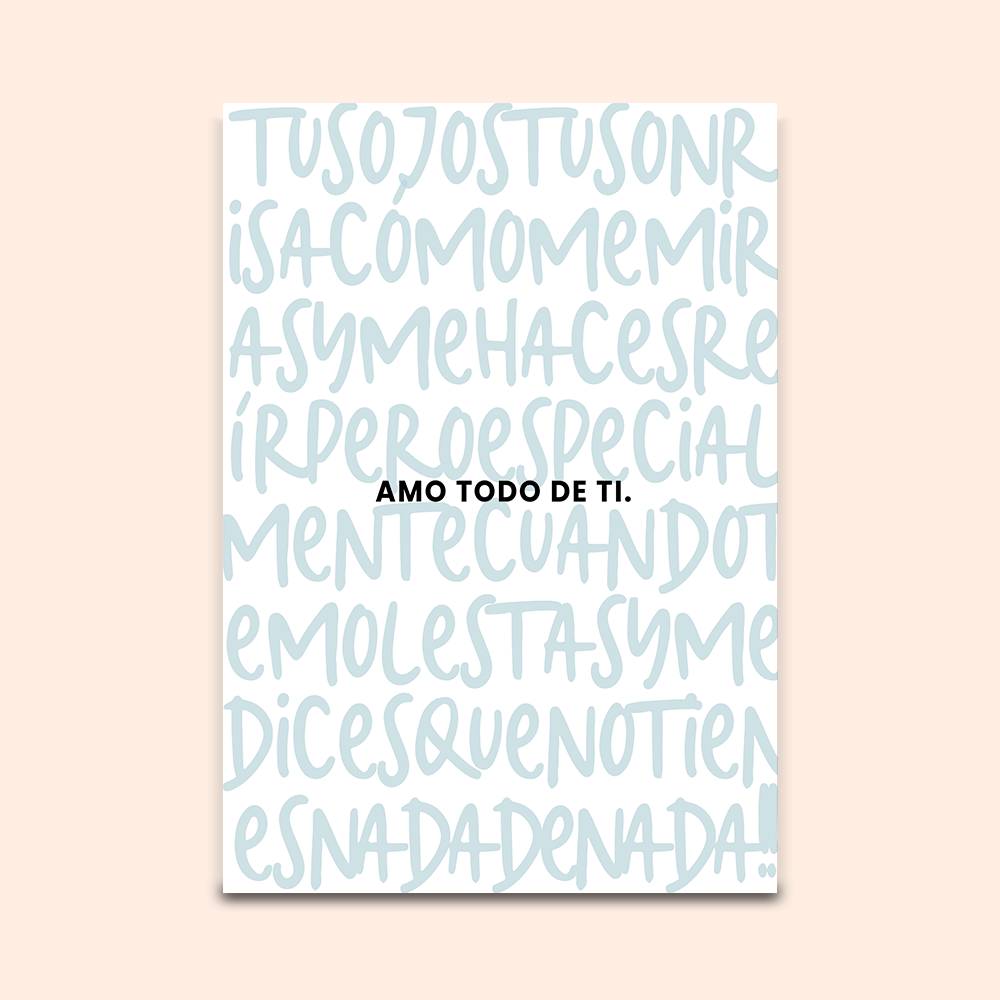 Postal Amor Sarcástico - Amo todo de ti PARA ÉL