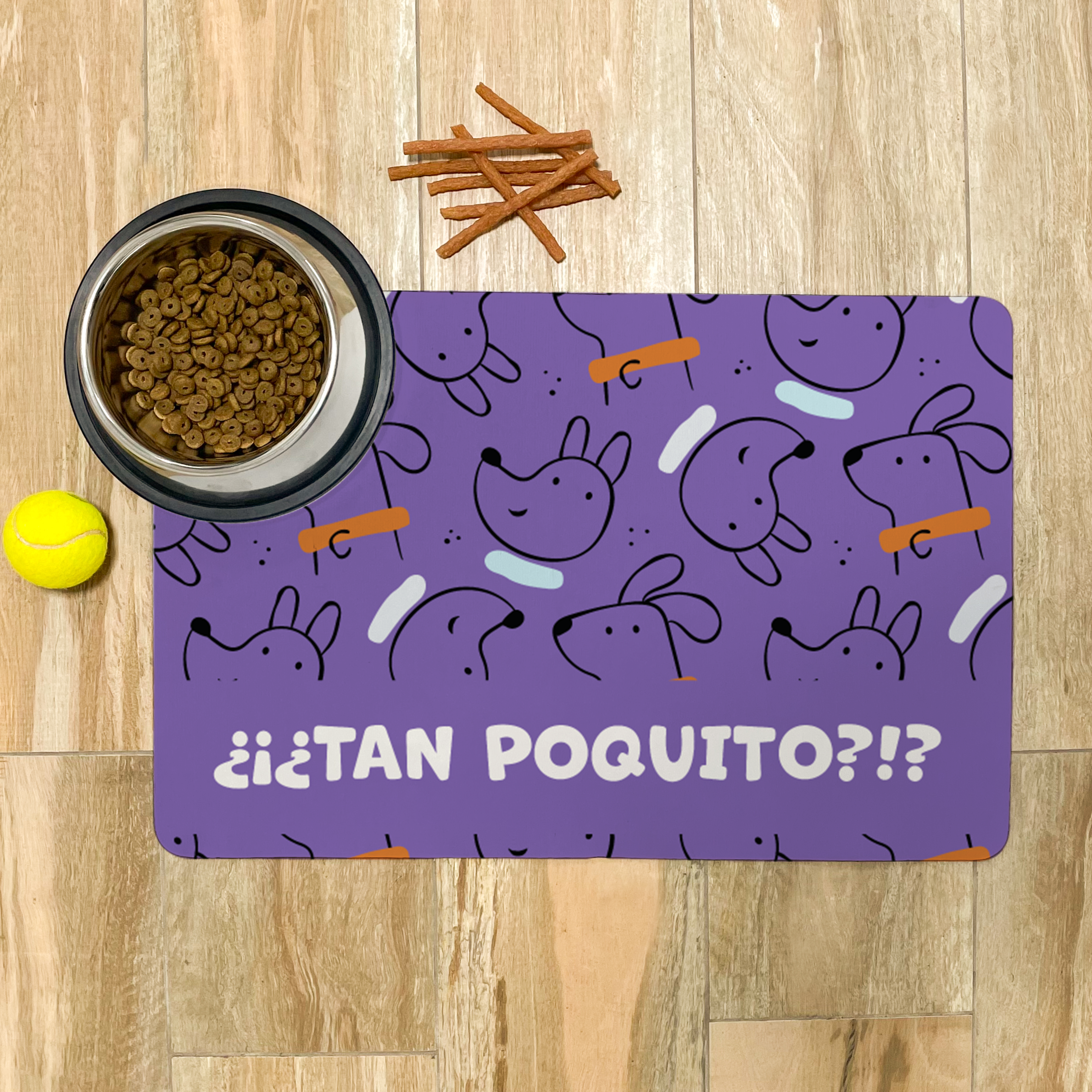 Tapete de Comida Mascotas ¿¡¿Tan Poquito?!? (Fondo perritos)