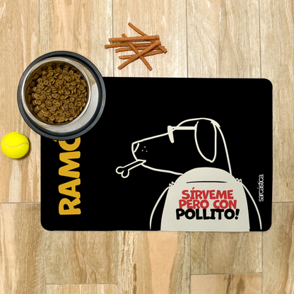 Tapete de Comida Mascotas Sírveme pero con Pollito! (Black)