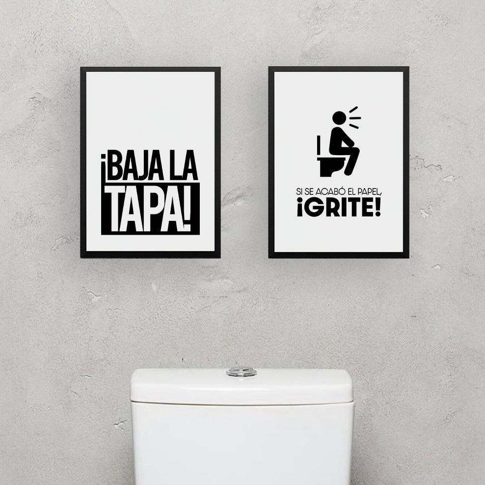 Cuadro de Baño Si se acabó el papel, ¡GRITE!