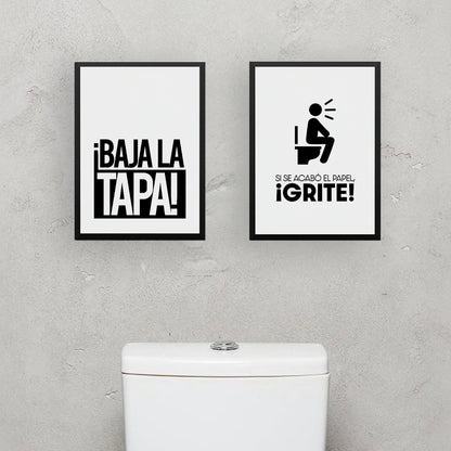 Cuadro de Baño Si se acabó el papel, ¡GRITE!