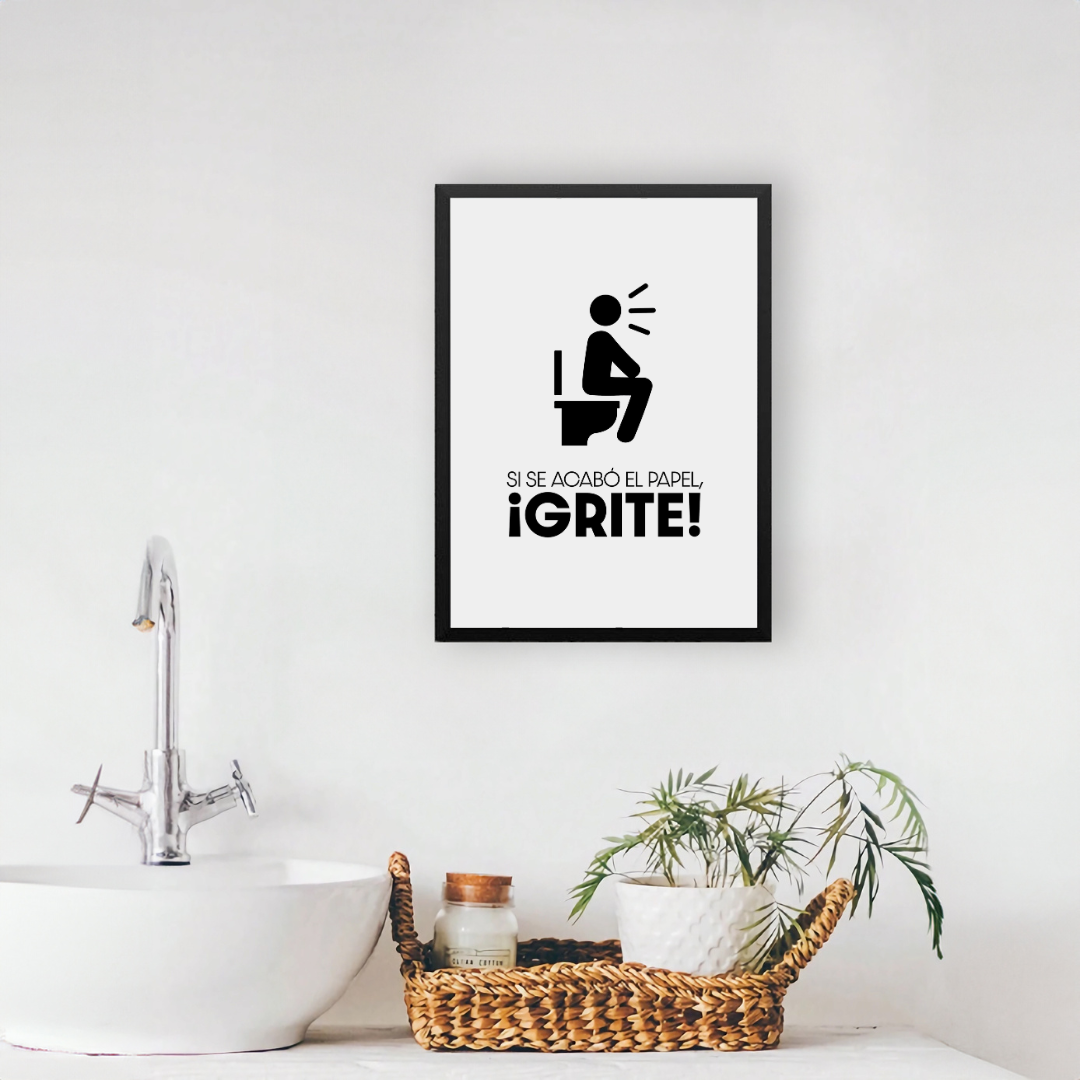 Cuadro de Baño Si se acabó el papel, ¡GRITE!