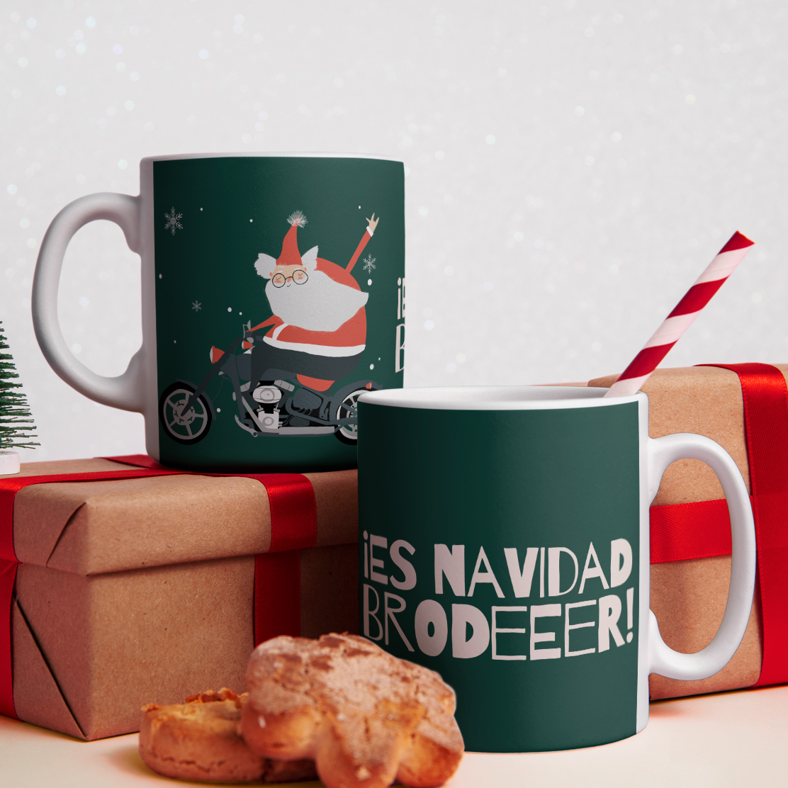 Taza Navideña - ¡Es navidad brodeeer! VERDE