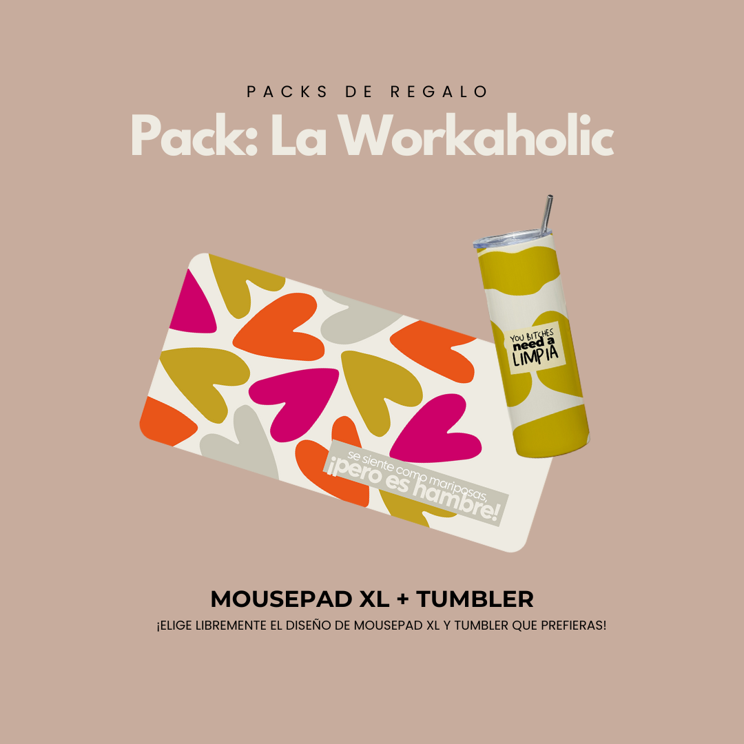 Pack: La Workaholic [ Dúo Mousepad XL + Tumbler  ]