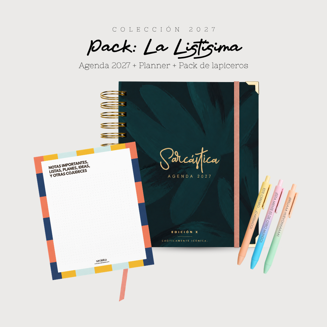 Pack Agenda: La Listísima (Agenda Sarcástica 2027 + Planner + Lapiceros) (PREVENTA)