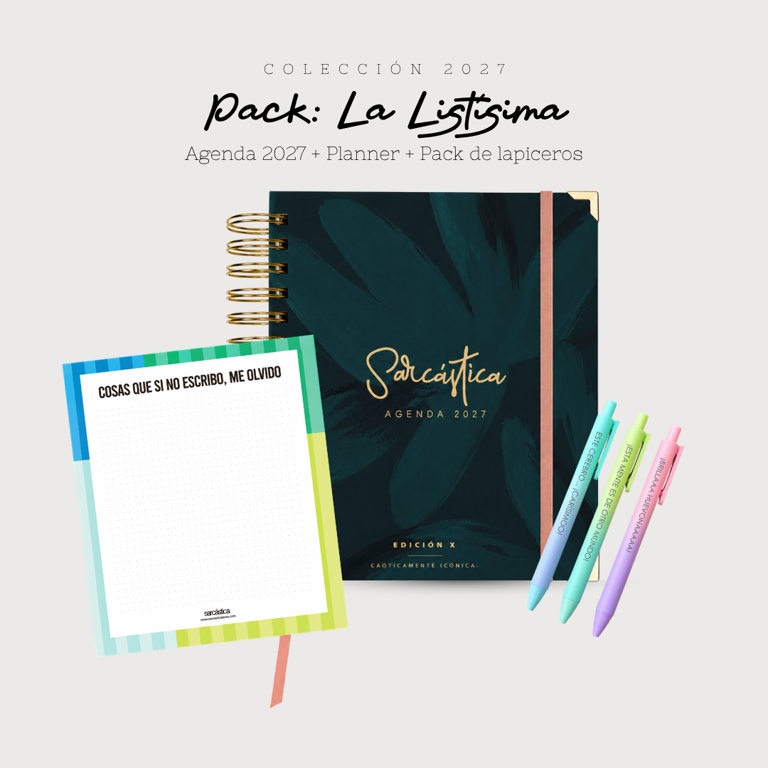 Pack Agenda: La Listísima (Agenda Sarcástica 2027 + Planner + Lapiceros) (PREVENTA)
