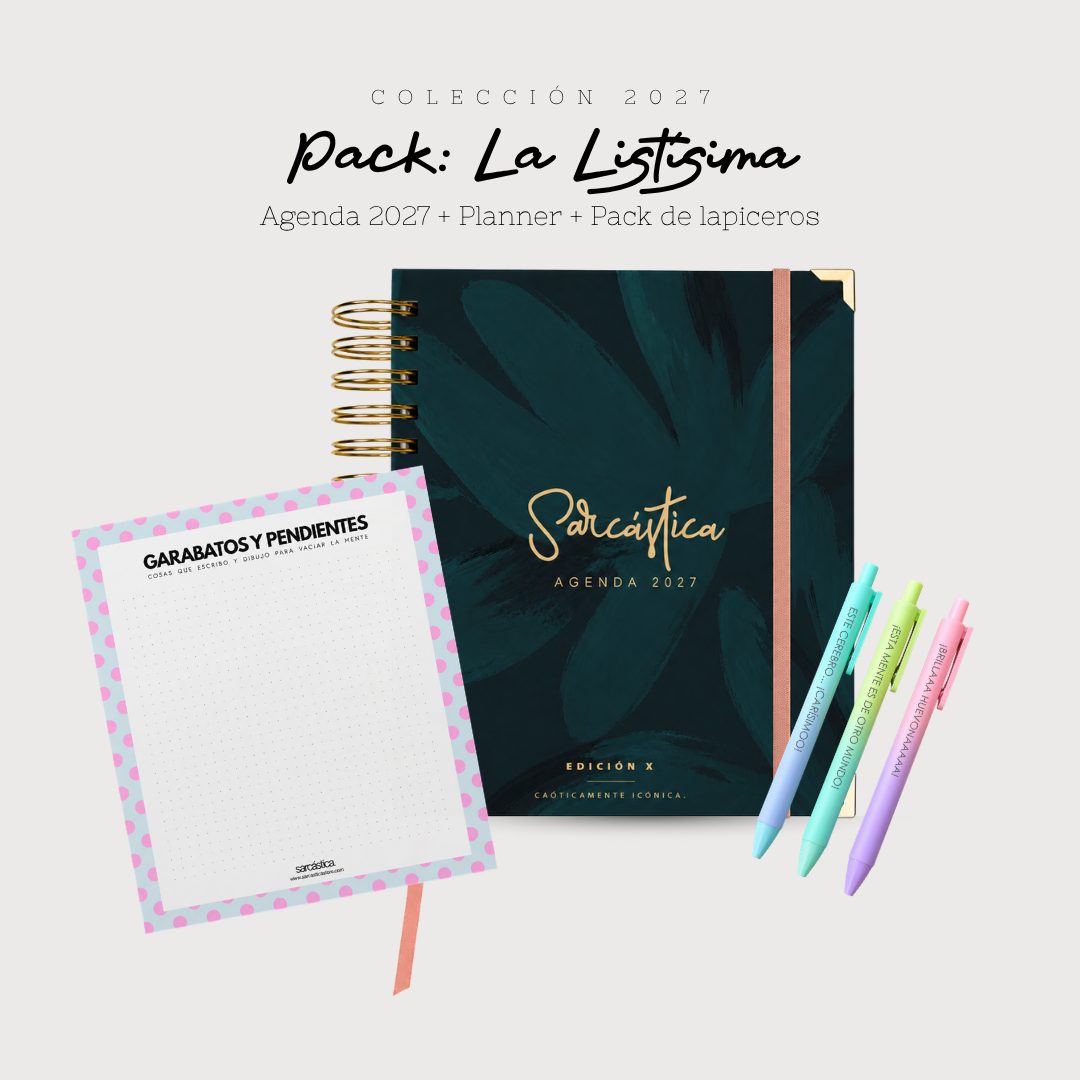 Pack Agenda: La Listísima (Agenda Sarcástica 2027 + Planner + Lapiceros) (PREVENTA)