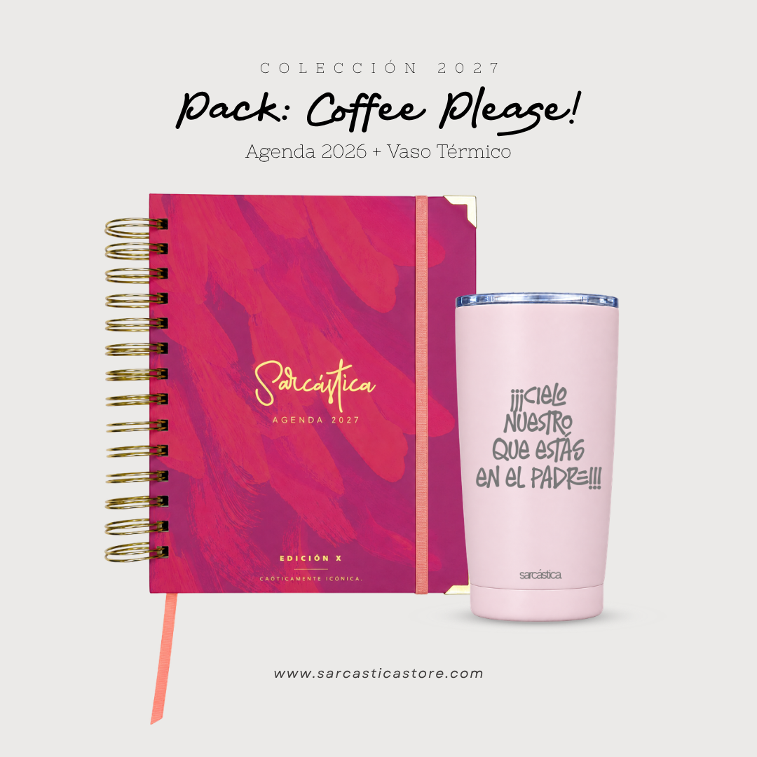 Pack Agenda: Coffee Please! (Agenda Sarcástica 2027 + Vaso Térmico) (PREVENTA)