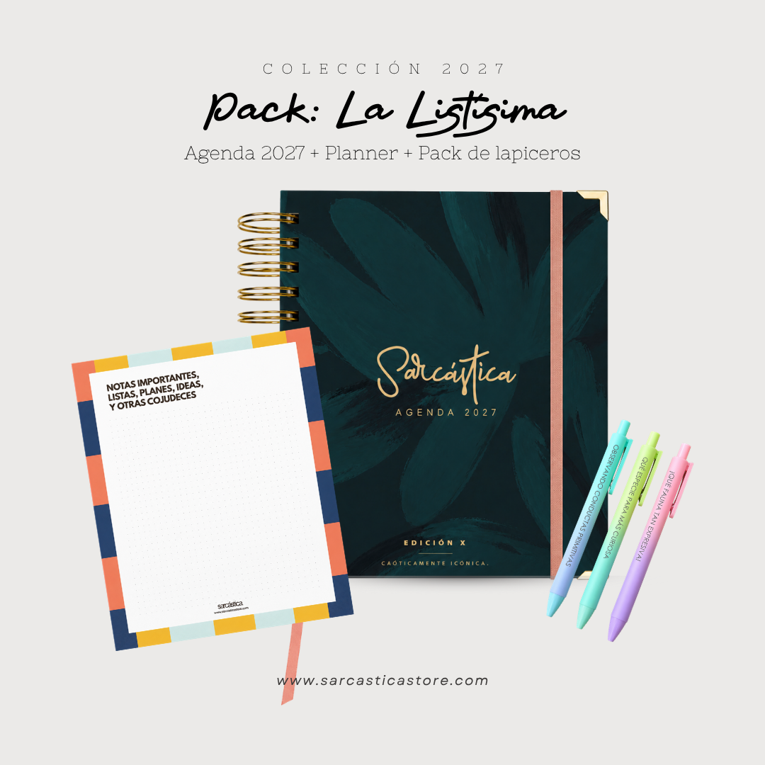 Pack Agenda: La Listísima (Agenda Sarcástica 2027 + Planner + Lapiceros) (PREVENTA)