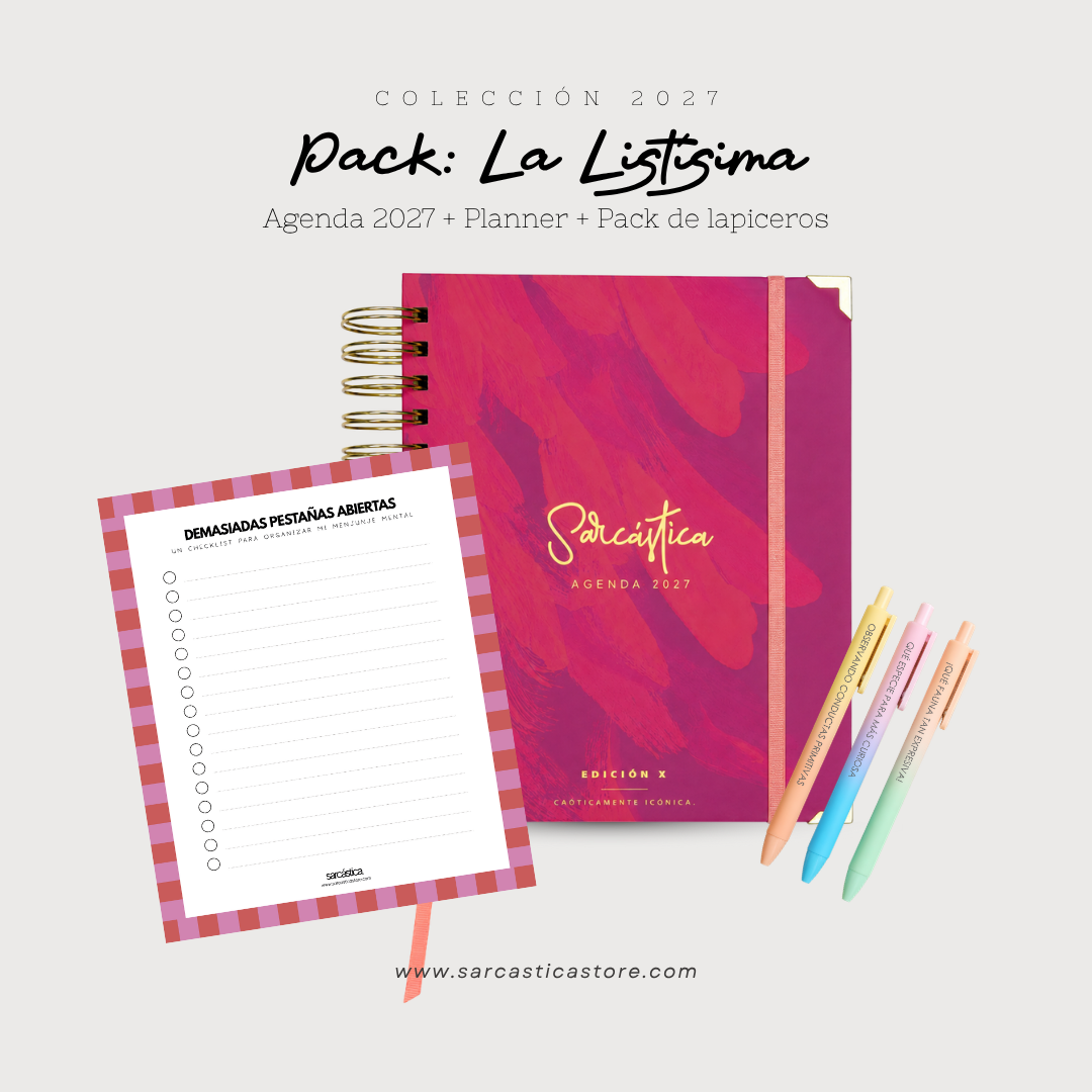 Pack Agenda: La Listísima (Agenda Sarcástica 2027 + Planner + Lapiceros) (PREVENTA)