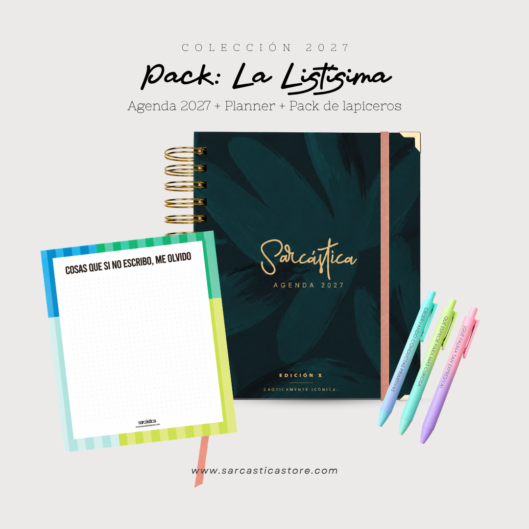 Pack Agenda: La Listísima (Agenda Sarcástica 2027 + Planner + Lapiceros) (PREVENTA)