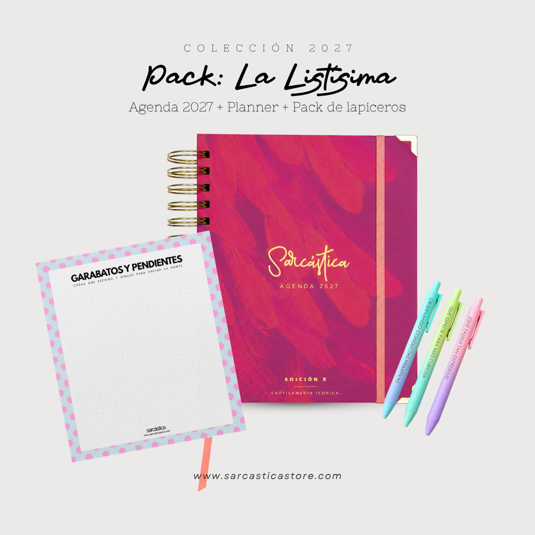 Pack Agenda: La Listísima (Agenda Sarcástica 2027 + Planner + Lapiceros) (PREVENTA)