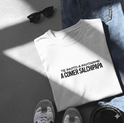 Polo Hombre Te invito a invitarme a comer salchipapa