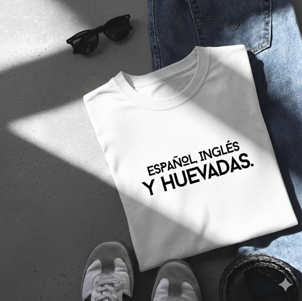 Polo Hombre Español, inglés y huevadas