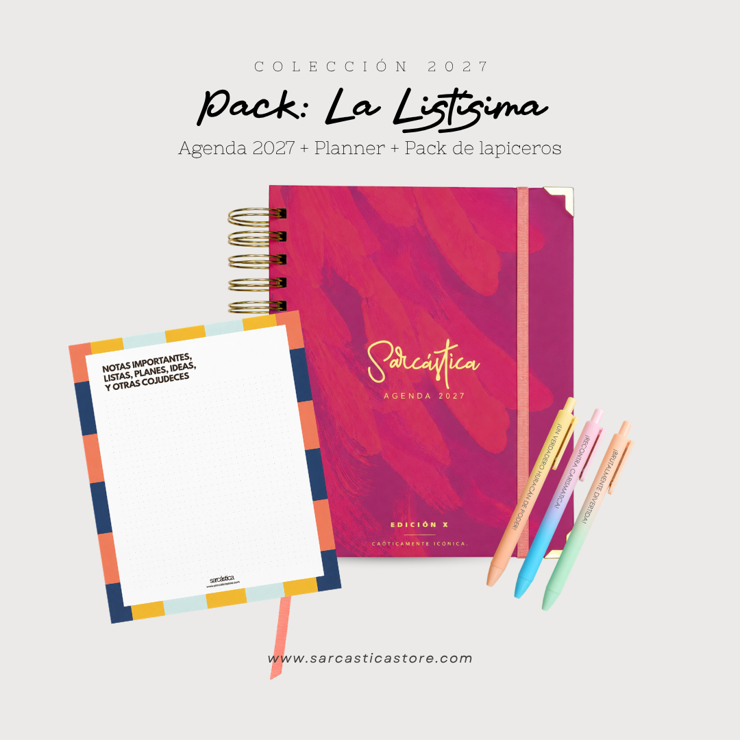 Pack Agenda: La Listísima (Agenda Sarcástica 2027 + Planner + Lapiceros) (PREVENTA)