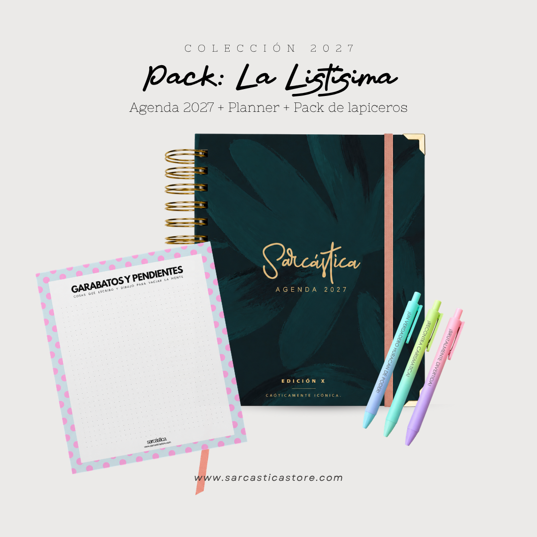 Pack Agenda: La Listísima (Agenda Sarcástica 2027 + Planner + Lapiceros) (PREVENTA)