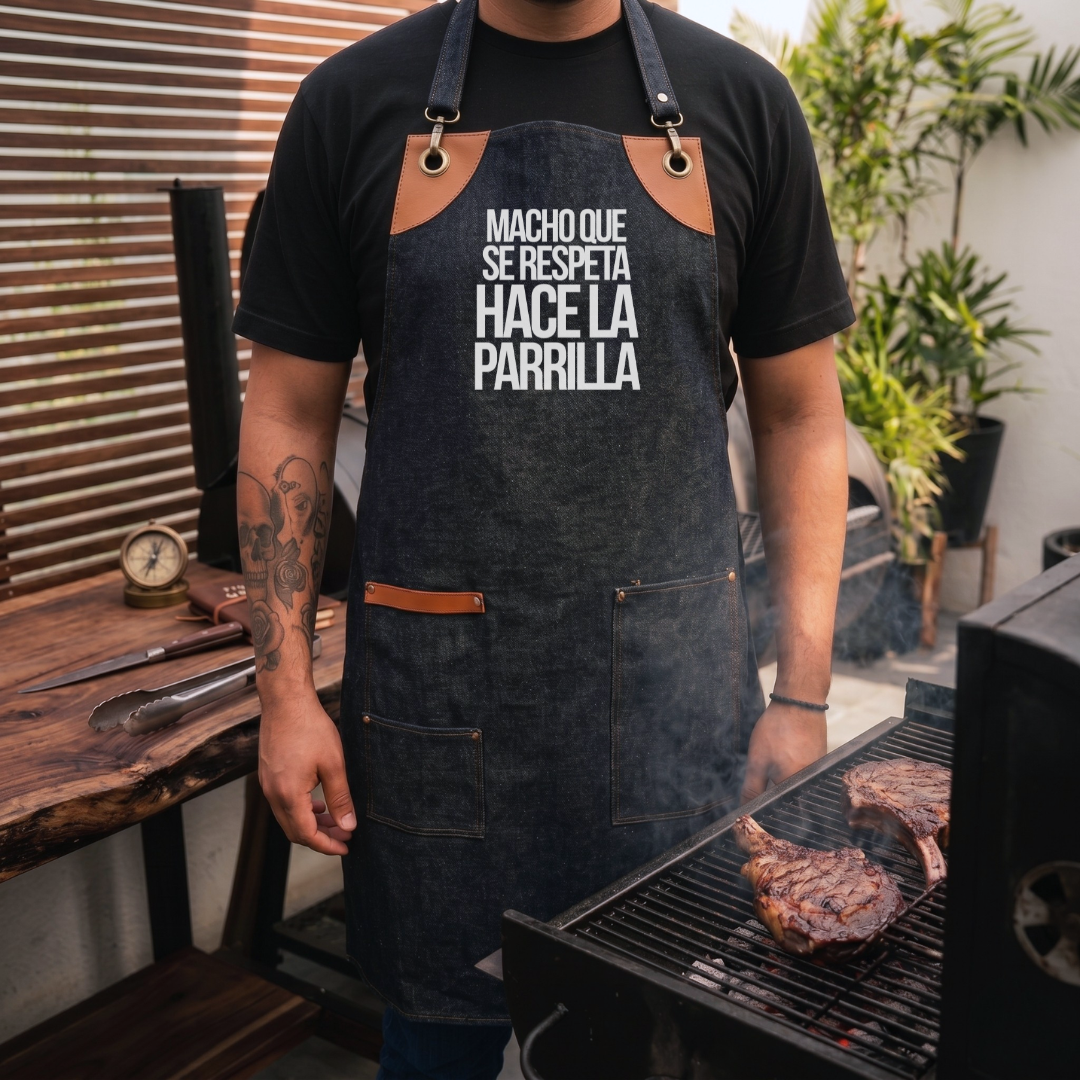 Mandil Edición Papá - Macho que se respeta hace la parrilla