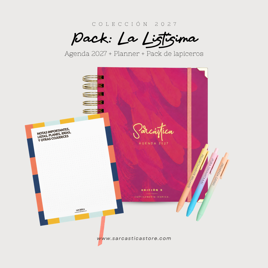 Pack Agenda: La Listísima (Agenda Sarcástica 2027 + Planner + Lapiceros) (PREVENTA)