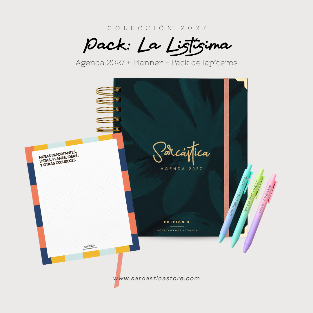 Pack Agenda: La Listísima (Agenda Sarcástica 2027 + Planner + Lapiceros) (PREVENTA)