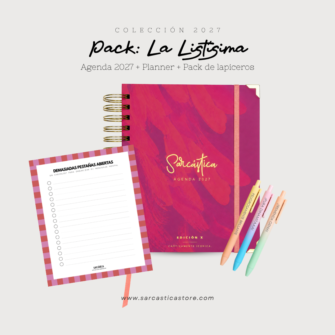 Pack Agenda: La Listísima (Agenda Sarcástica 2027 + Planner + Lapiceros) (PREVENTA)