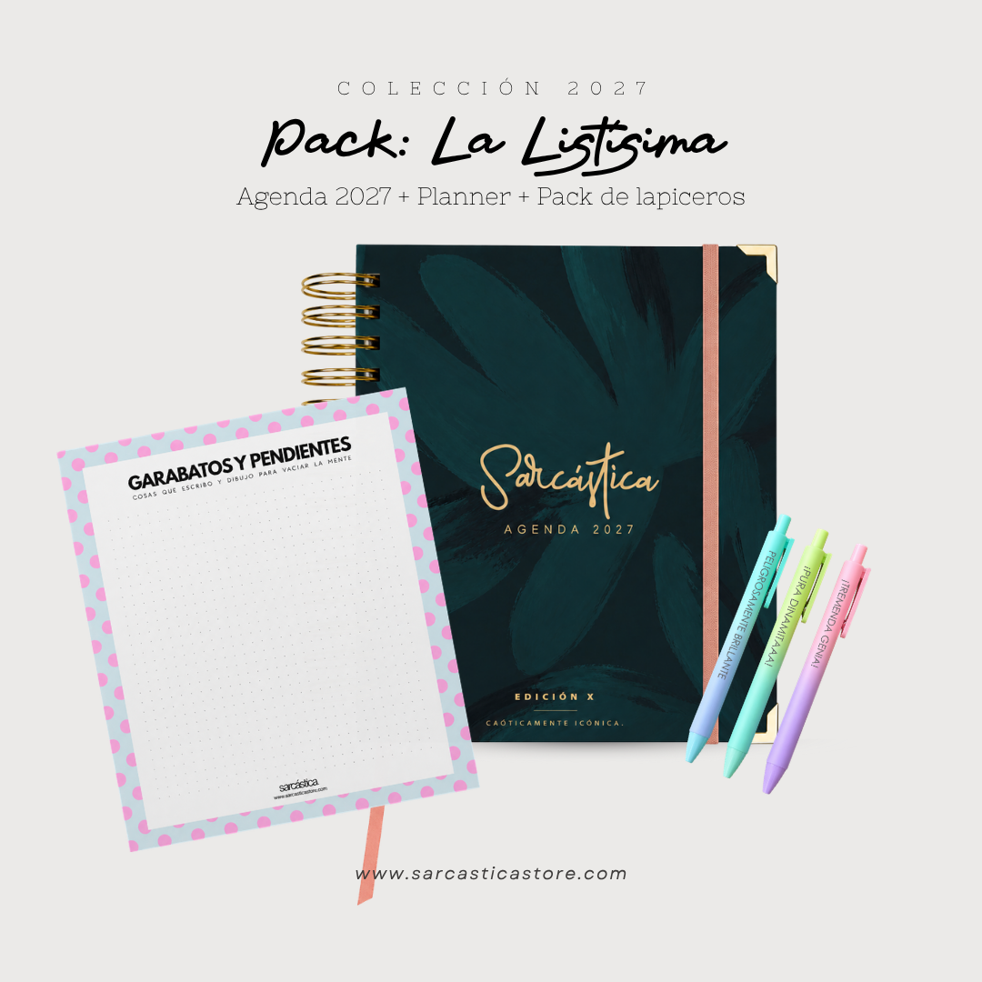 Pack Agenda: La Listísima (Agenda Sarcástica 2027 + Planner + Lapiceros) (PREVENTA)