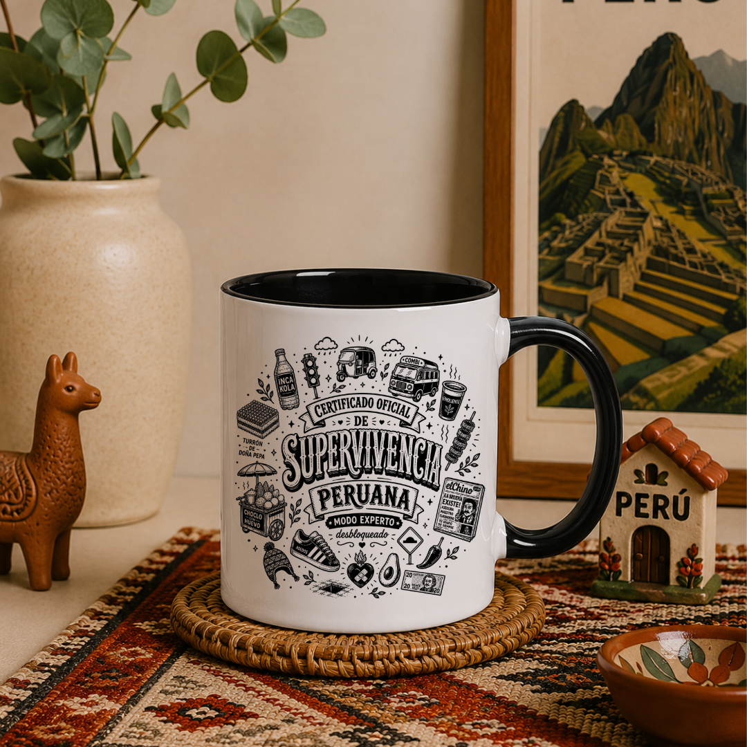 Taza de Cerámica Certificado Oficial de Supervivencia Peruana