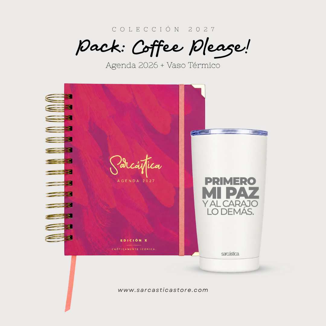 Pack Agenda: Coffee Please! (Agenda Sarcástica 2027 + Vaso Térmico) (PREVENTA)
