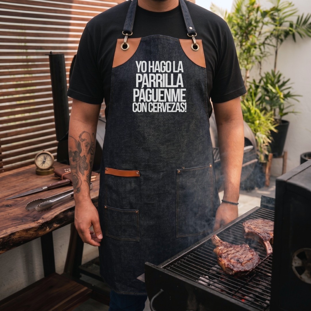 Mandil Edición Papá - Yo hago la parrilla páguenme con cervezas!