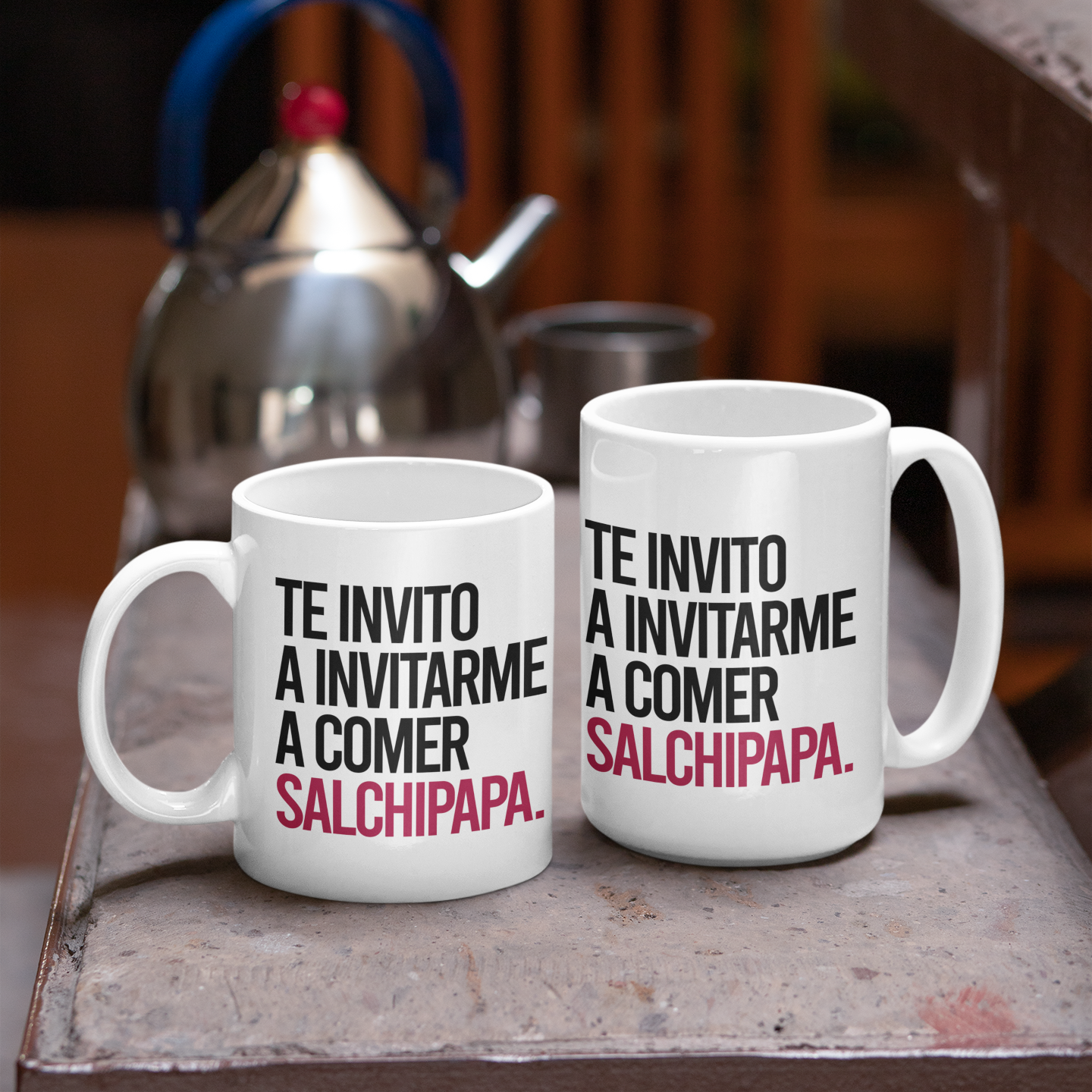 Taza Te invito a invitarme a comer una salchipapa