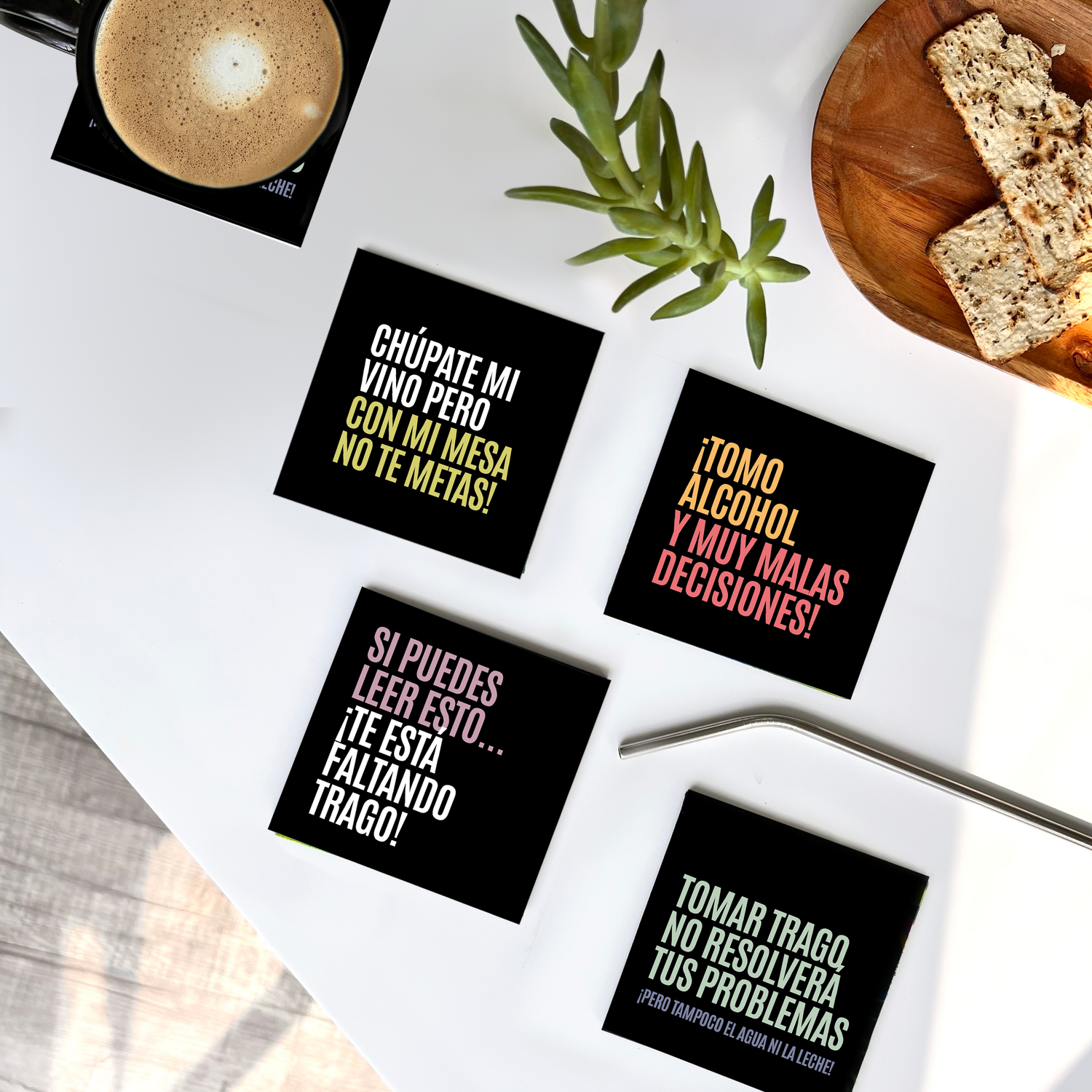 Colección Posavasos "Con mi mesa no te metas" Negro