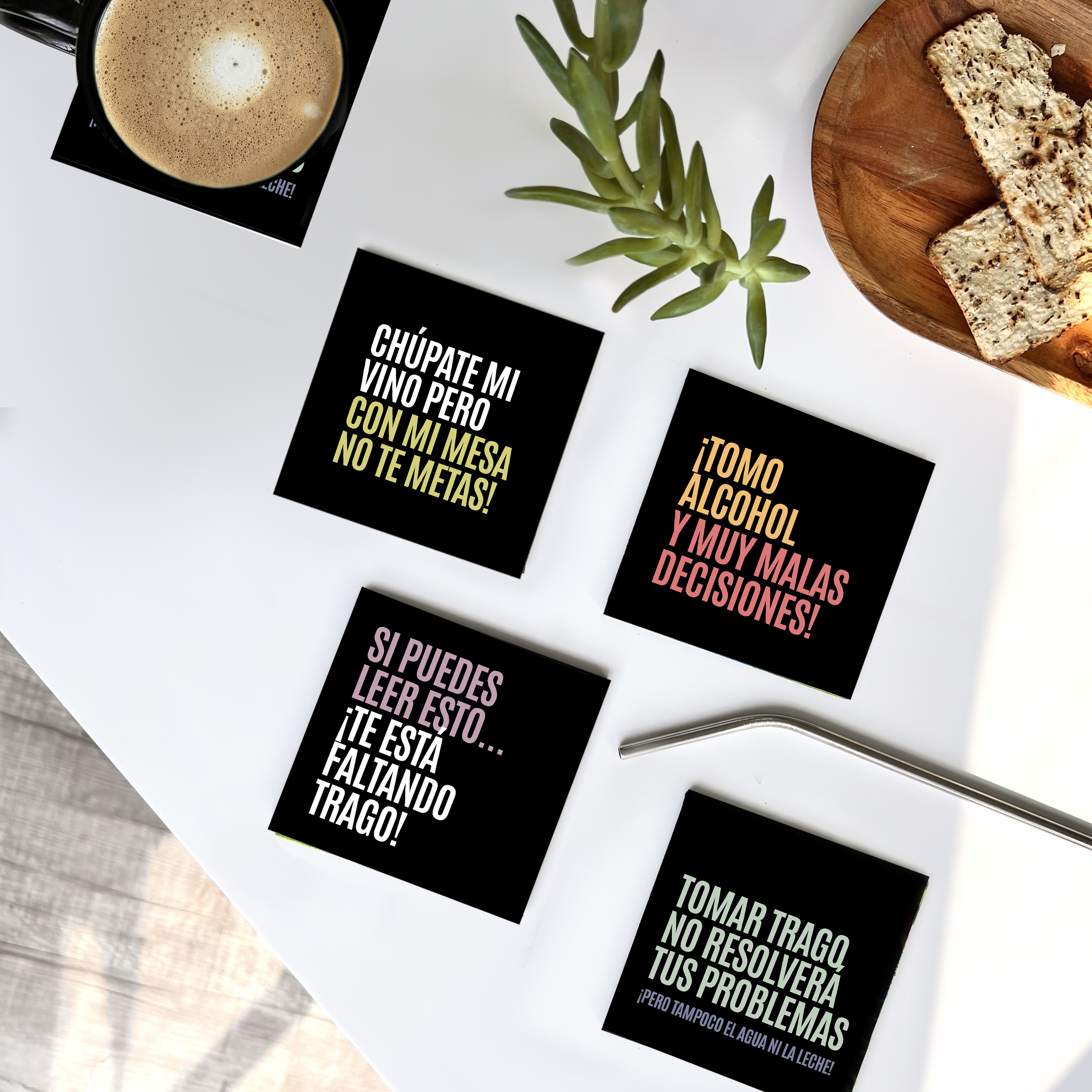 Colección Posavasos "Con mi mesa no te metas" Negro