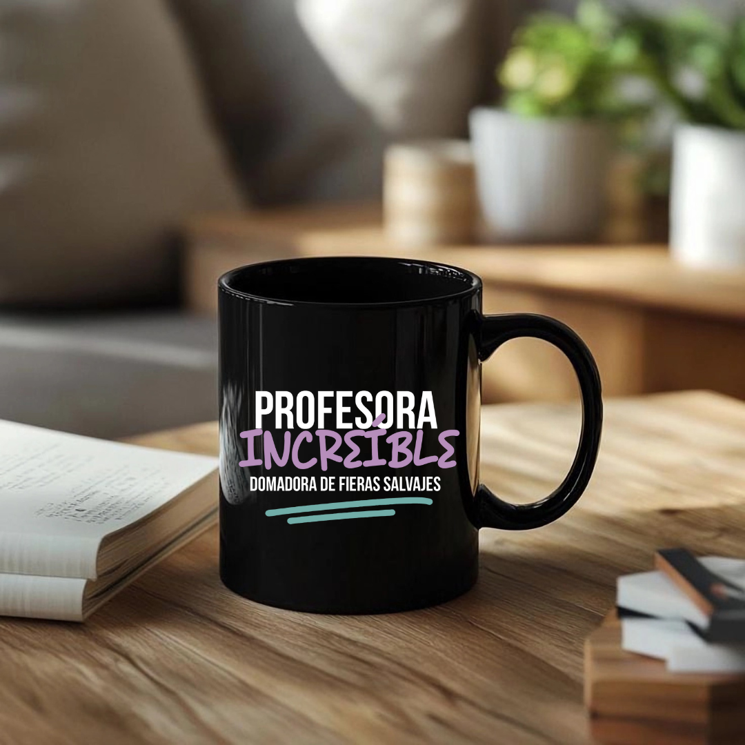 Taza Negra Maestro Profesor Increíble