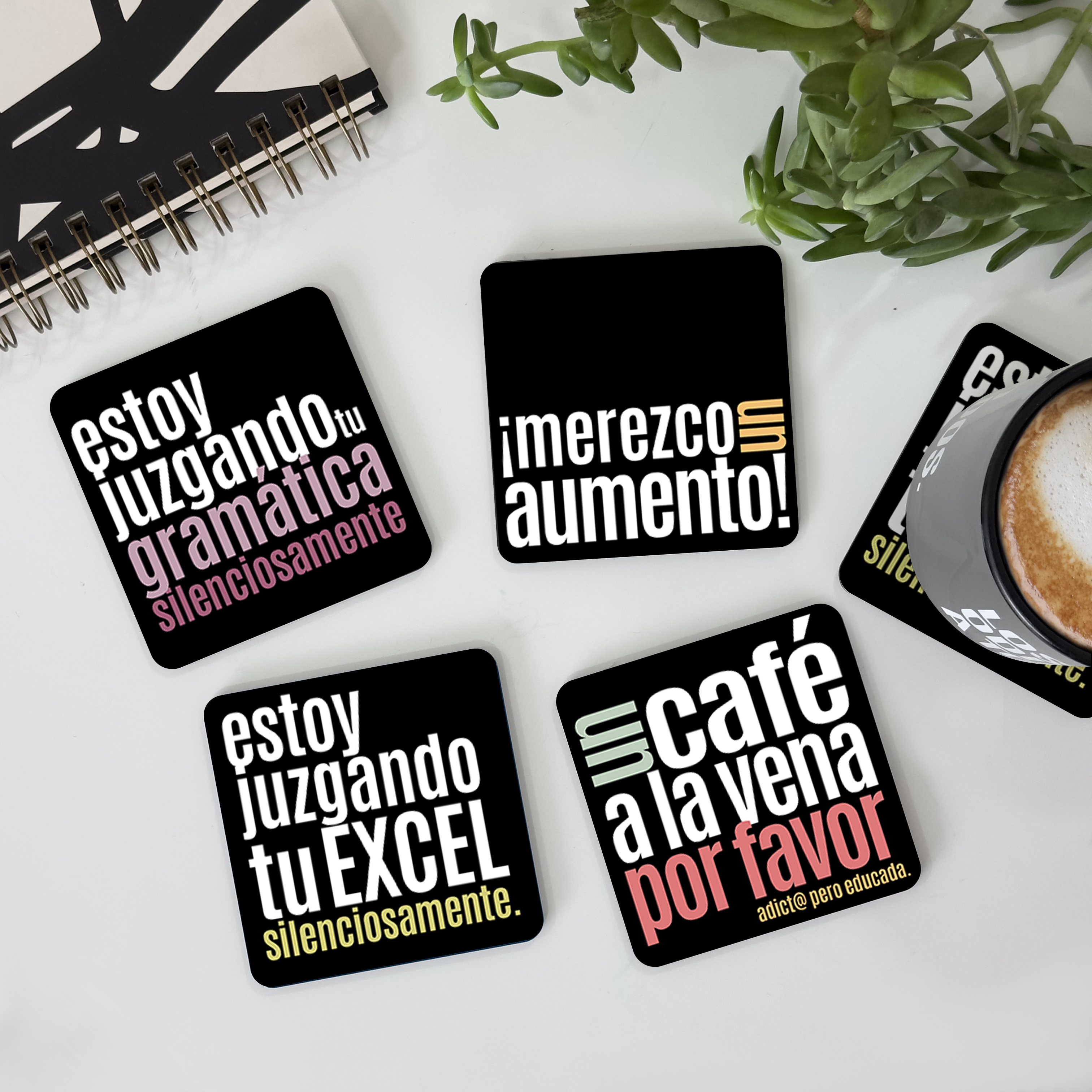 Colección Posavasos Office "Merezco un aumento" Negro