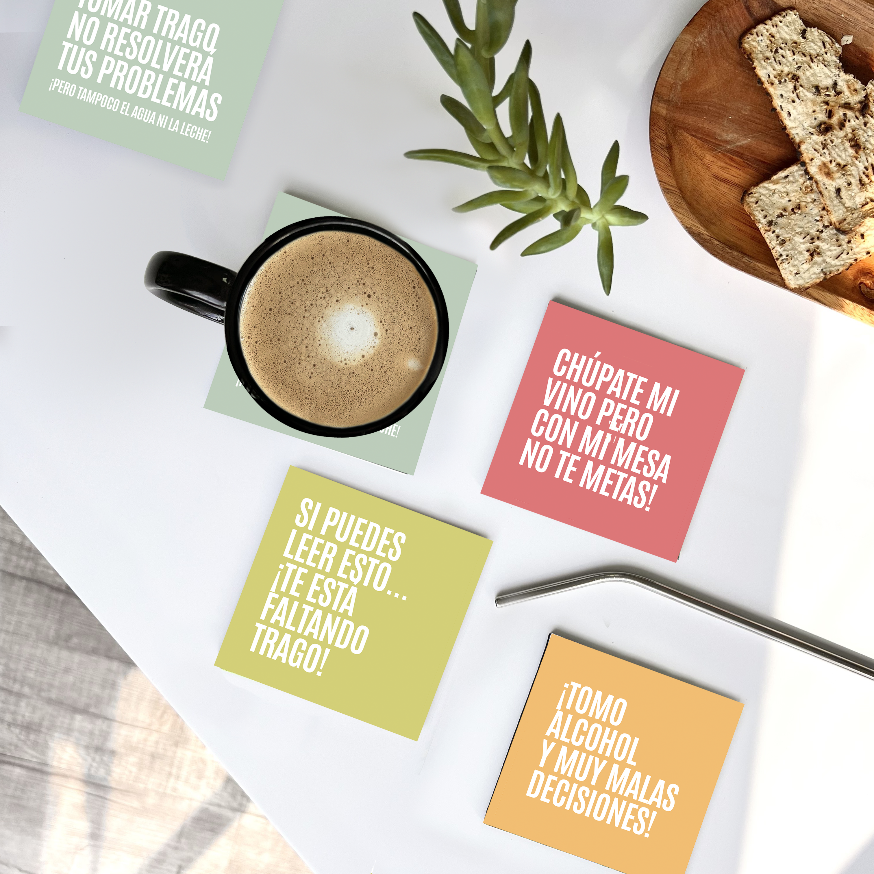 Colección Posavasos Color "Con mi mesa no te metas"
